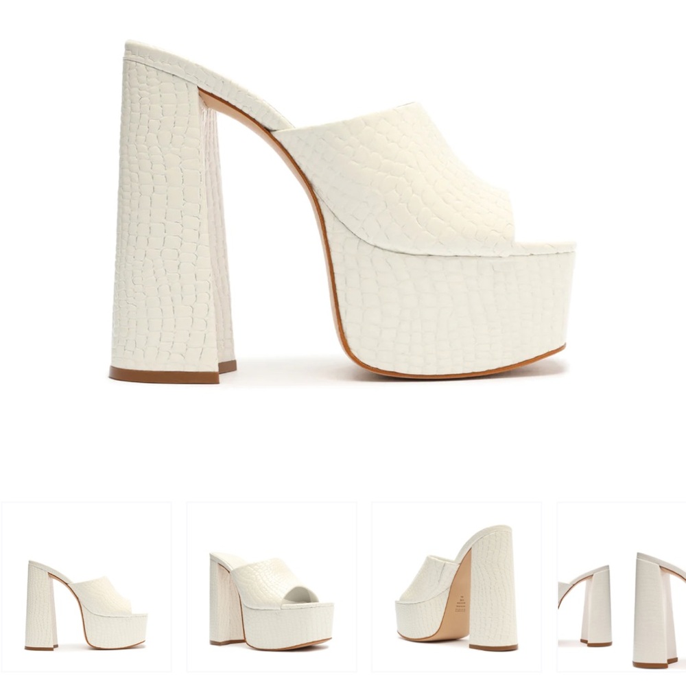 SCHUTZ Darah Crocodile-Embossed Leather Sandal size 7